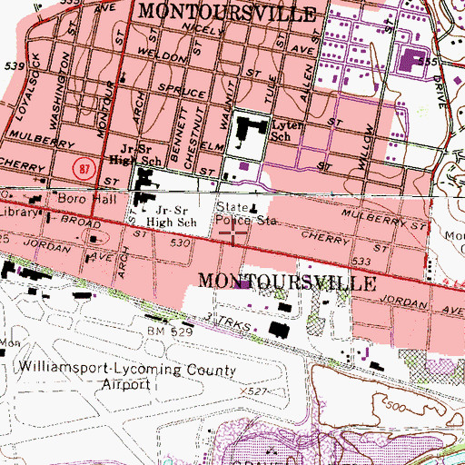 Topographic Map of Montoursville Volunteer Fire Department, PA