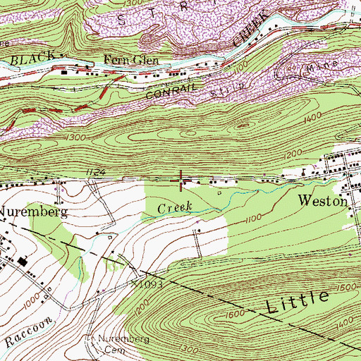 Topographic Map of Nuremburg Weston Volunteer Fire Department District 19 Station 1, PA