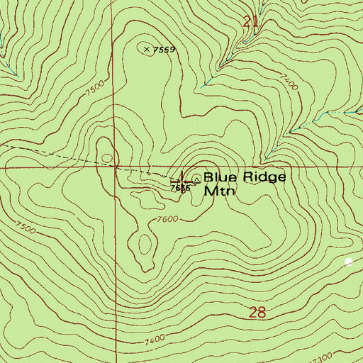 Topographic Map of Blue Ridge Mountain, AZ