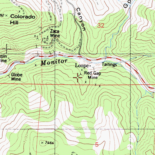 Topographic Map of Red Gap Mine, CA