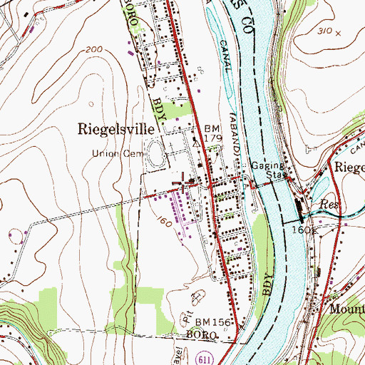 Topographic Map of Riegelsville Community Fire Company Station 42, PA