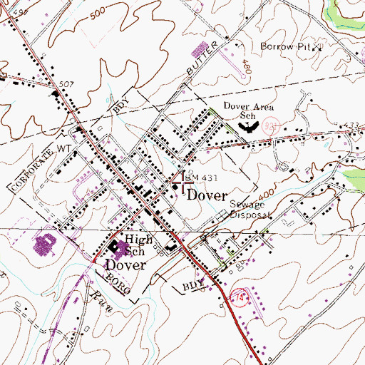 Topographic Map of Union Fire and Hose Company 1 Station 6 Dover, PA