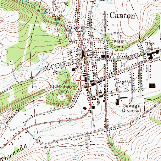 Topographic Map of Canton Volunteer Fire Department / Innes Hose Company, PA