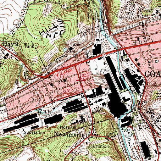 Topographic Map of Coatesville Fire Department - West End Fire Company Station 43, PA