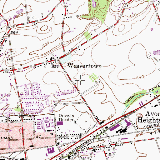 Topographic Map of Weavertown Fire Company Station 28, PA