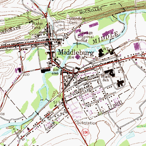 Topographic Map of Reliance Hose Company 1 Station 50, PA