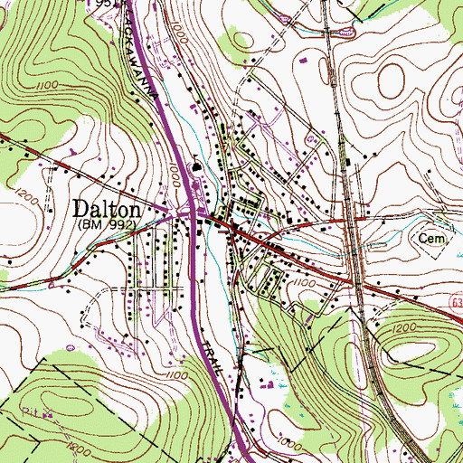 Topographic Map of Dalton Volunteer Fire Company Station 5, PA