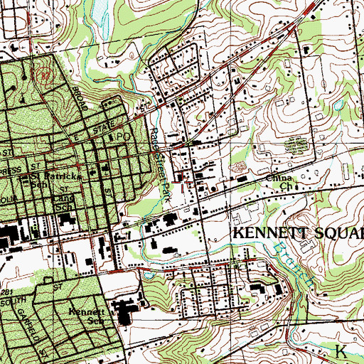 Topographic Map of Kennett Fire Company 1 Station 24, PA