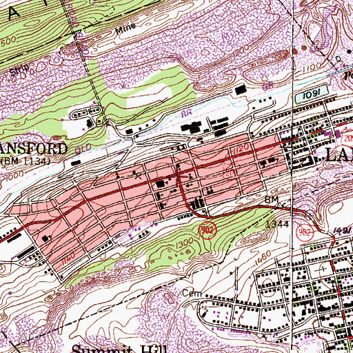 Topographic Map of American Fire Company 1 District 15, PA