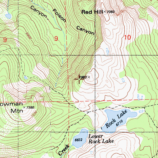 Topographic Map of Red Hill, CA