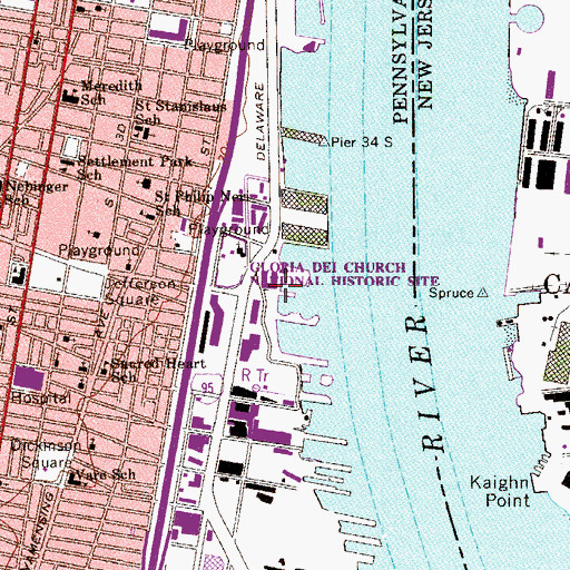 Topographic Map of Philadelphia Fire Department Marine Unit 1, PA
