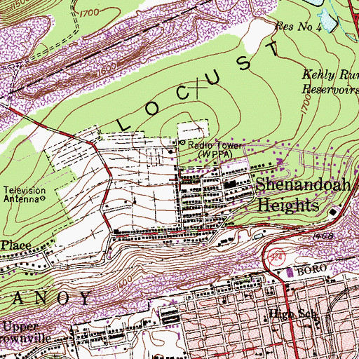 Topographic Map of Shenandoah Heights Fire Company District 36 Station 2, PA