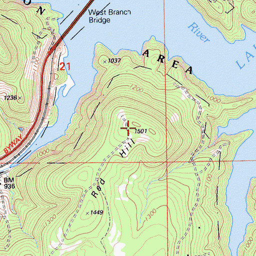 Topographic Map of Red Hill, CA