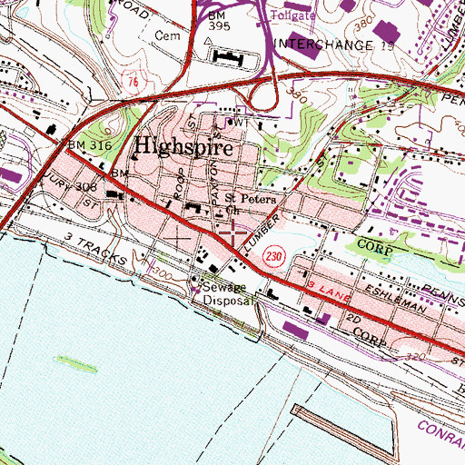Topographic Map of Citizens Fire Company of Highspire Station 55, PA