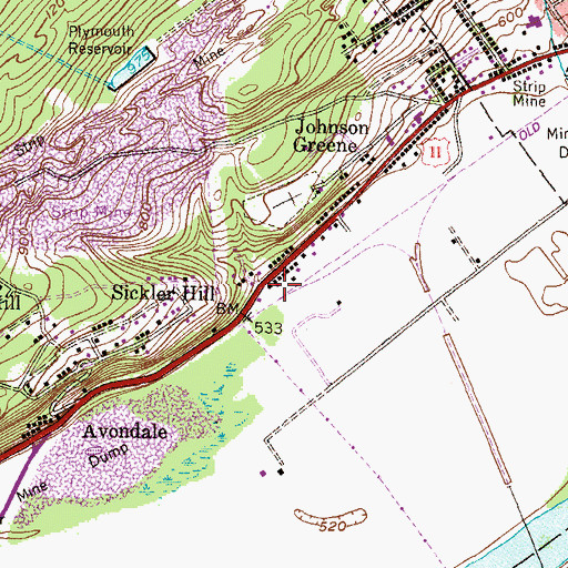 Topographic Map of Plymouth Township Volunteer Fire Company 1, PA