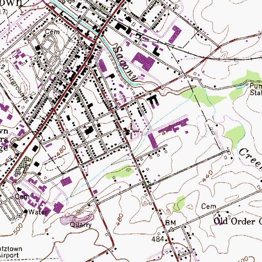 Topographic Map of Kutztown Fire Company Station 46, PA