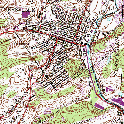 Topographic Map of New Minersville Fire Company Station 4, PA