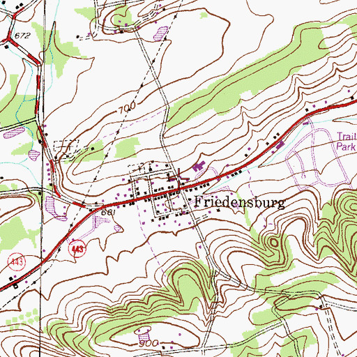Topographic Map of Friedensburg Fire Company District 34 Station 1, PA