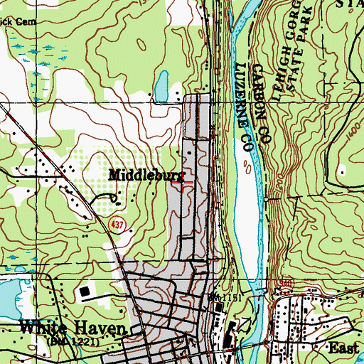 Topographic Map of Dennison Township Volunteer Fire Company Station 1, PA