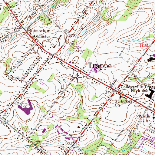 Topographic Map of Trappe Fire Company - Station 77, PA