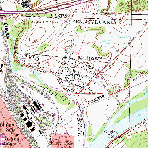 Topographic Map of Sayre Fire Department J E Wheelock Hose Company 5, PA