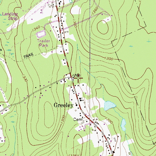 Topographic Map of Greeley Volunteer Fire Department, PA