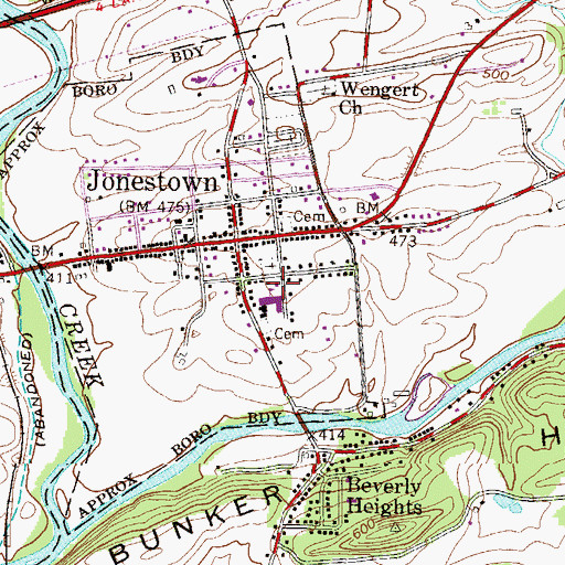 Topographic Map of Jonestown Fire Company Station 10, PA