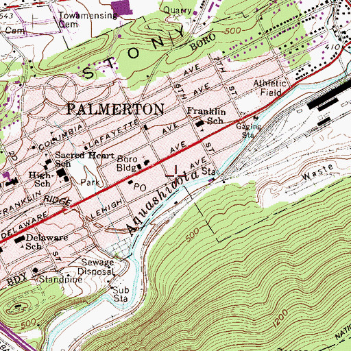 Topographic Map of Palmerton Fire Company District 7, PA