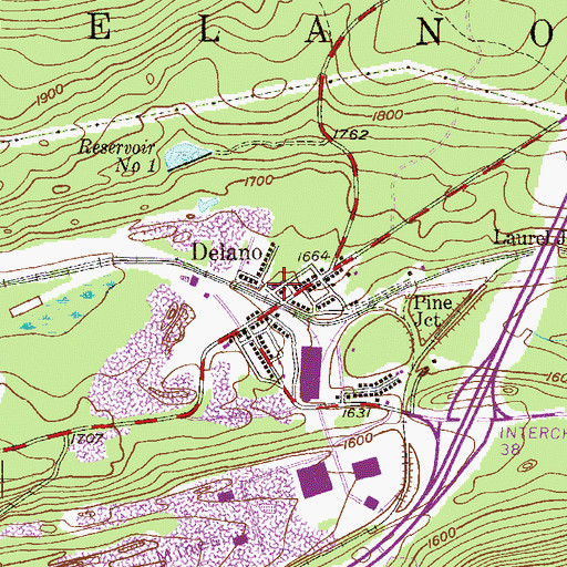 Topographic Map of Delano Fire Company District 6 Station 1, PA