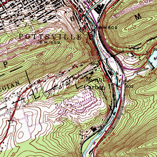 Topographic Map of Mount Carbon Fire Company 1 Station 2, PA