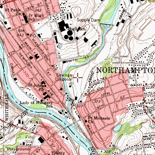 Topographic Map of Northampton Fire Department Station 42, PA