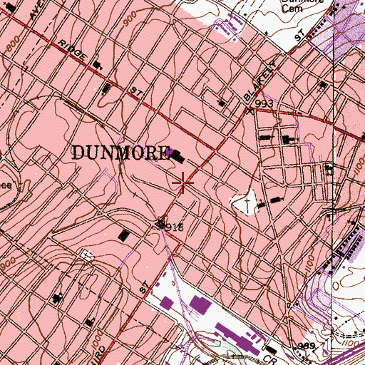 Topographic Map of Dunmore Fire Department Station 6, PA