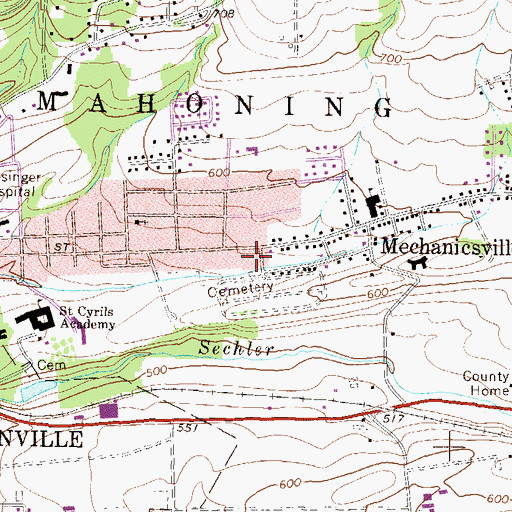 Topographic Map of East End Fire Company Station 60, PA