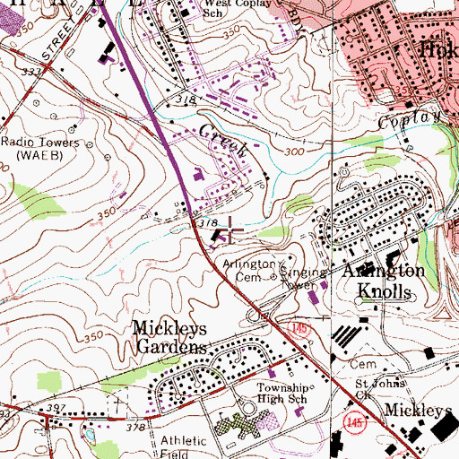 Topographic Map of Whitehall Township Volunteer Fire Department Station 35, PA