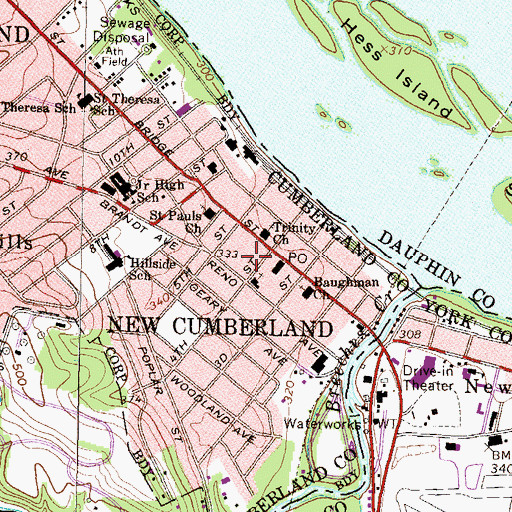 Topographic Map of New Cumberland Fire Department Company 10, PA