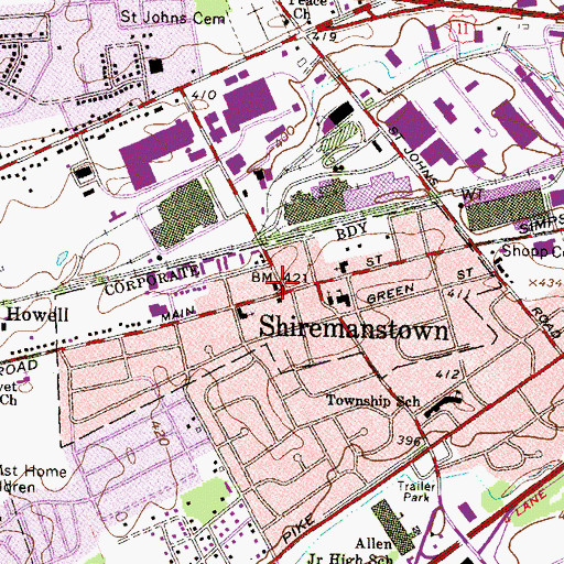 Topographic Map of Shiremanstown Fire Company Station 22, PA