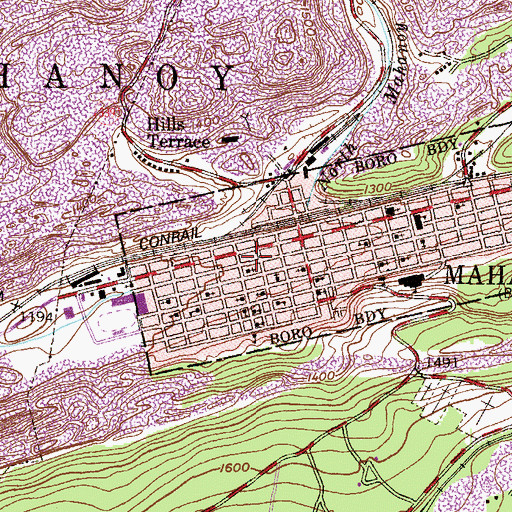 Topographic Map of Citizens Fire Company District 48 Station 1, PA