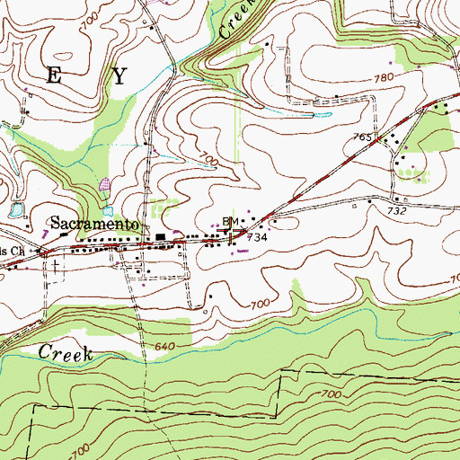Topographic Map of Sacramento Community Fire Company District 14 Station 1, PA