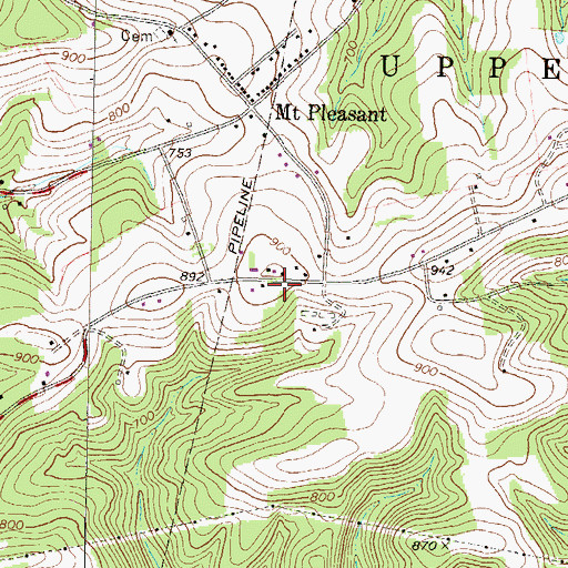 Topographic Map of Upper Augusta Township Volunteer Fire Company Station 7 - 2, PA