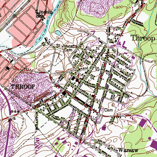 Topographic Map of Throop Volunteer Hose Company Station 27 - 1, PA
