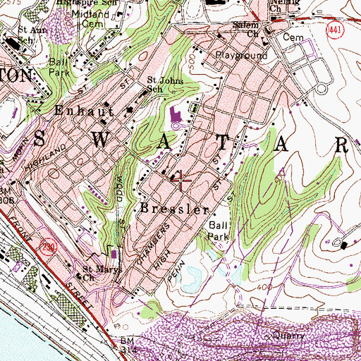 Topographic Map of Friendship Fire Company of Bressler Station 41, PA