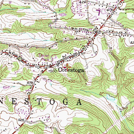 Topographic Map of Conestoga Volunteer Fire Company Station 53, PA