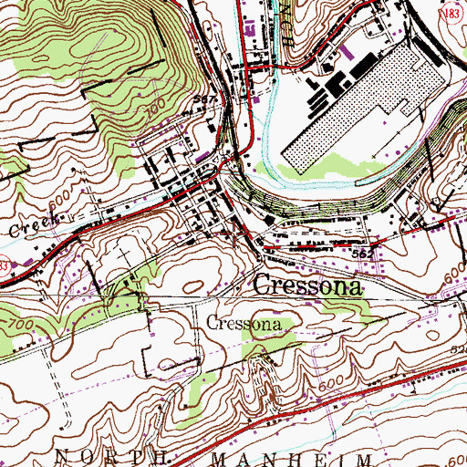 Topographic Map of Cressona Fire Company District 41 Station 1, PA
