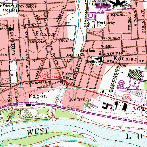 Topographic Map of Loyalsock Volunteer Fire Company, PA