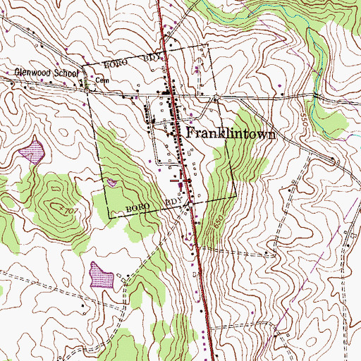 Topographic Map of Franklintown Community Fire Company Station 65, PA