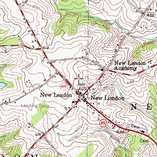 Topographic Map of West Grove Fire Company Station 22 New London, PA