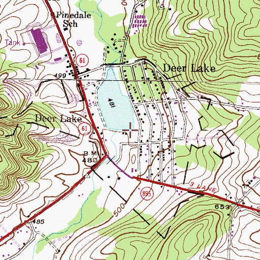 Topographic Map of Deer Lake and West Brunswick Township Fire Company District 42 Station 1, PA