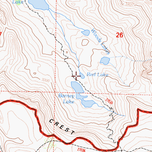 Topographic Map of Red Lake, CA
