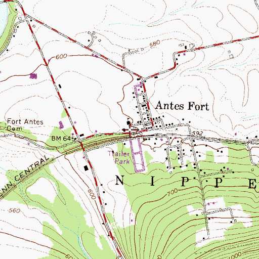 Topographic Map of Antes Fort Volunteer Fire Company, PA
