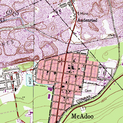 Topographic Map of Keystone Volunteer Fire Company District 49 Station 1, PA